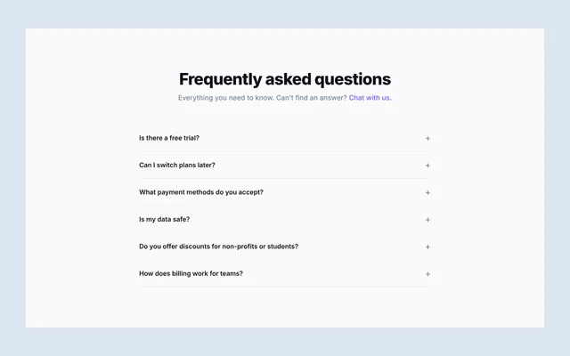 Preview of faq accordion