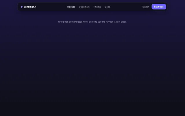 Preview of dark pill navbar
