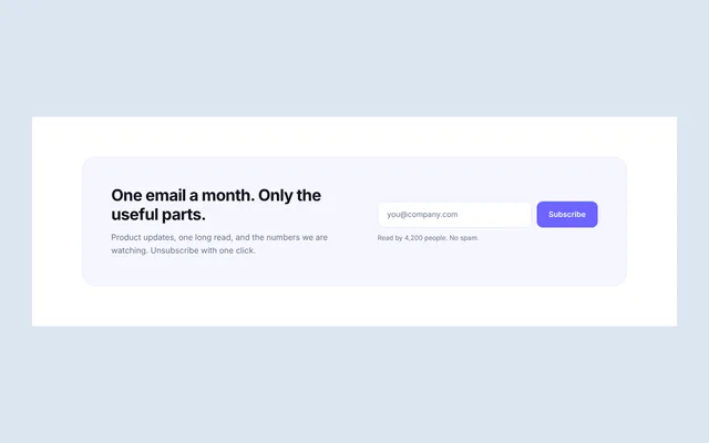 Preview of newsletter signup
